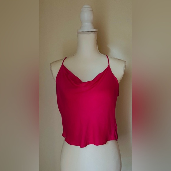 Zara Silky Viscose Spaghetti Strap Tank | Hot Pink | Size XS - Picture 1 of 11
